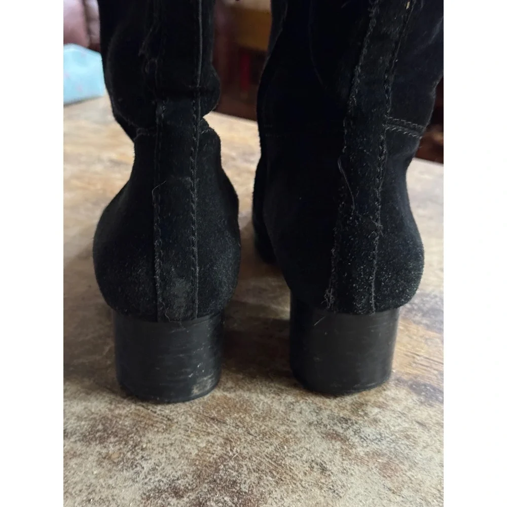 BP Over The Knee Boots 9M Black Leather Suede Block Heel Minimalist Chic